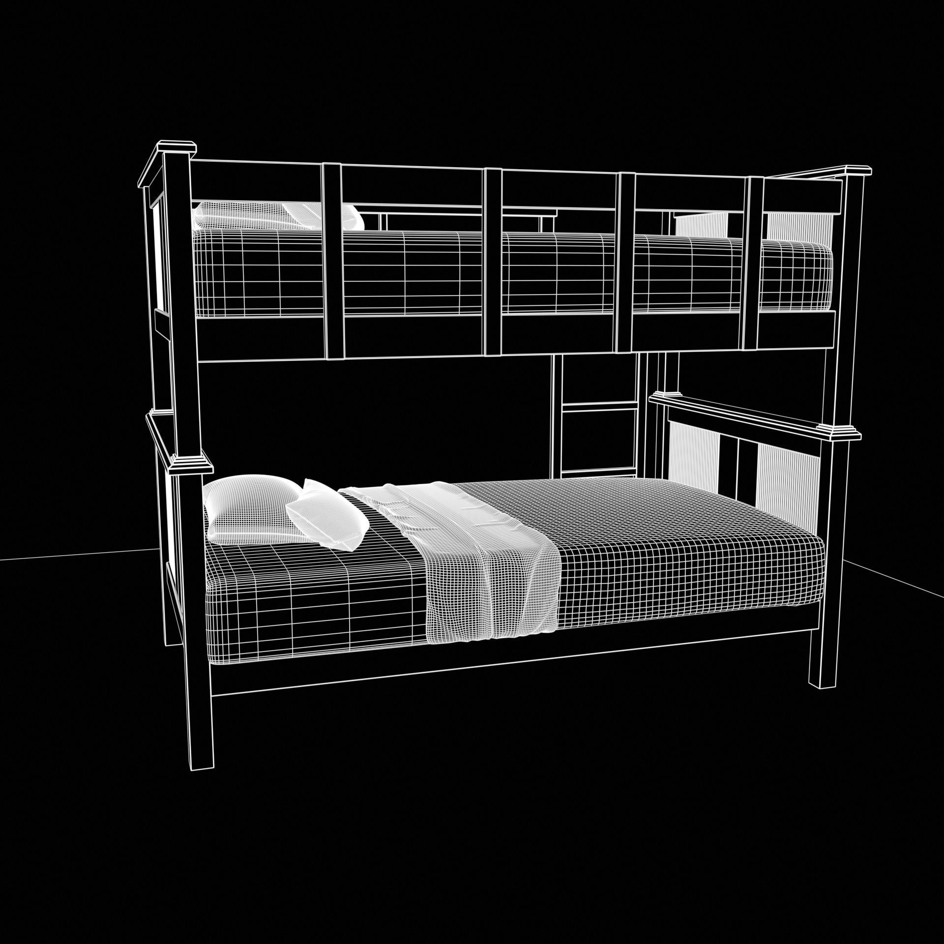 cgt bunk bed rustic wood Low-poly 3D model_15