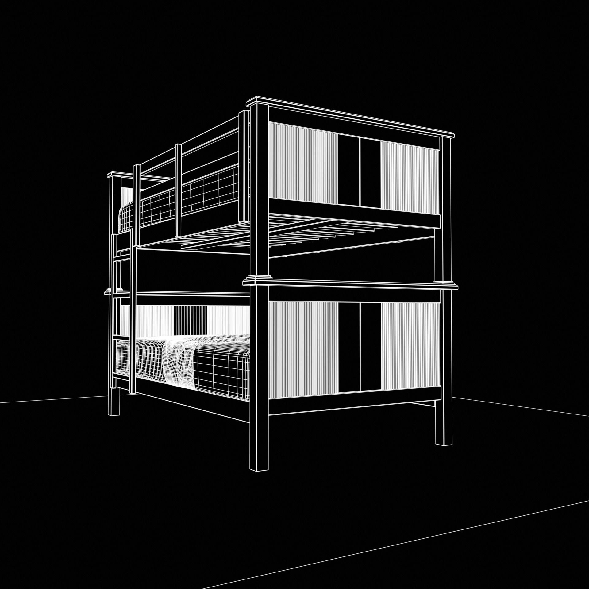 cgt bunk bed rustic wood Low-poly 3D model_10