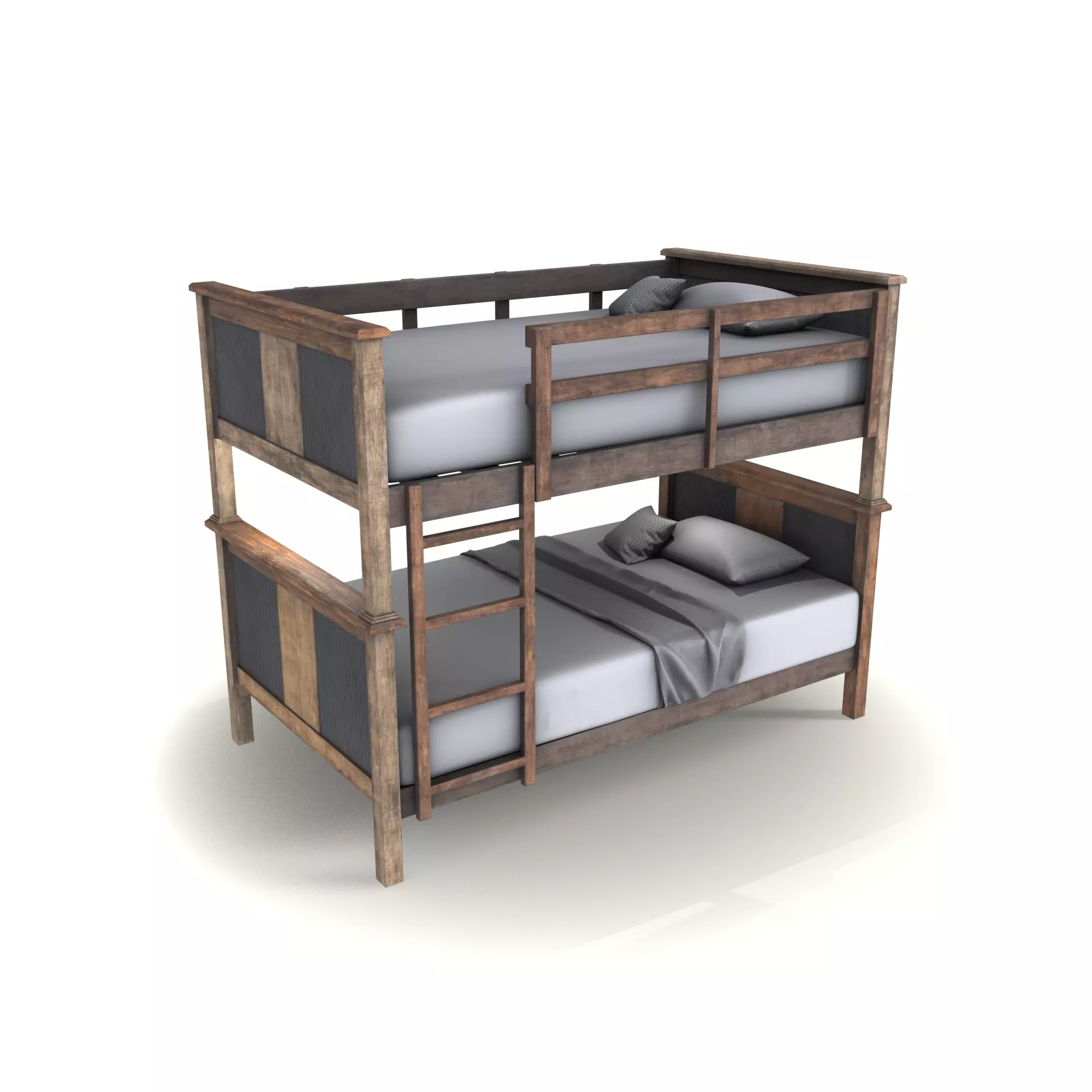 cgt bunk bed rustic wood Low-poly 3D model_0