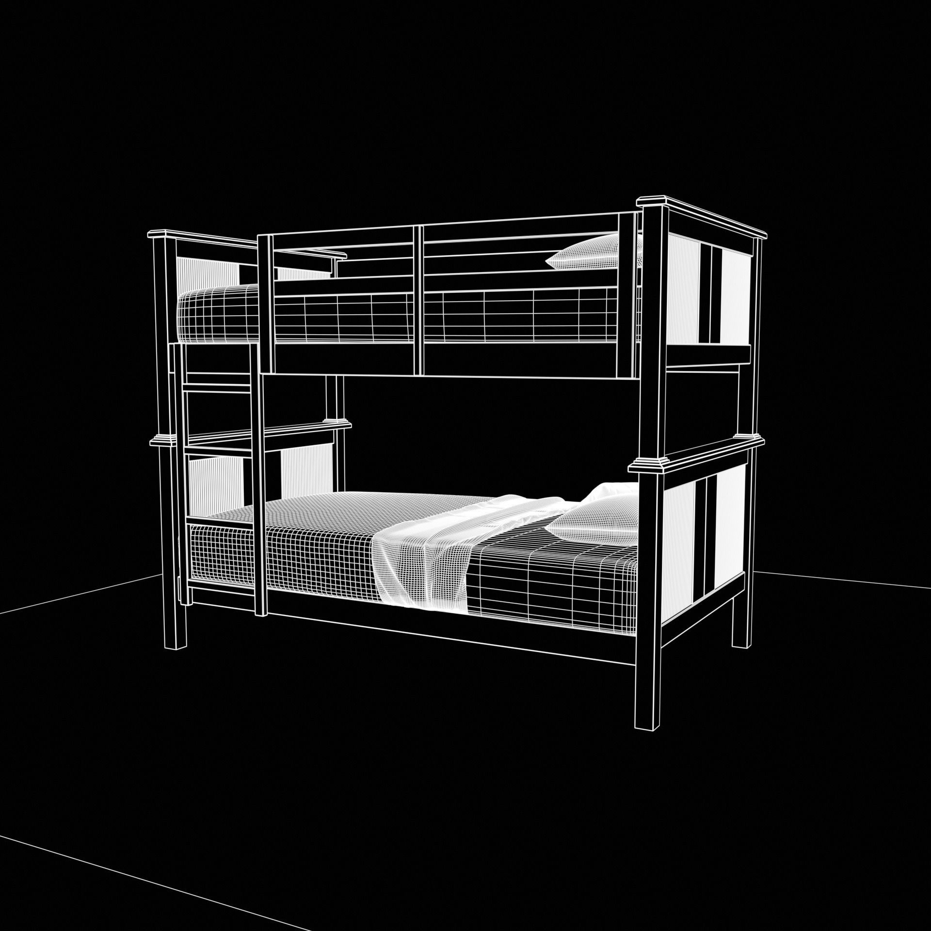 cgt bunk bed rustic wood Low-poly 3D model_9