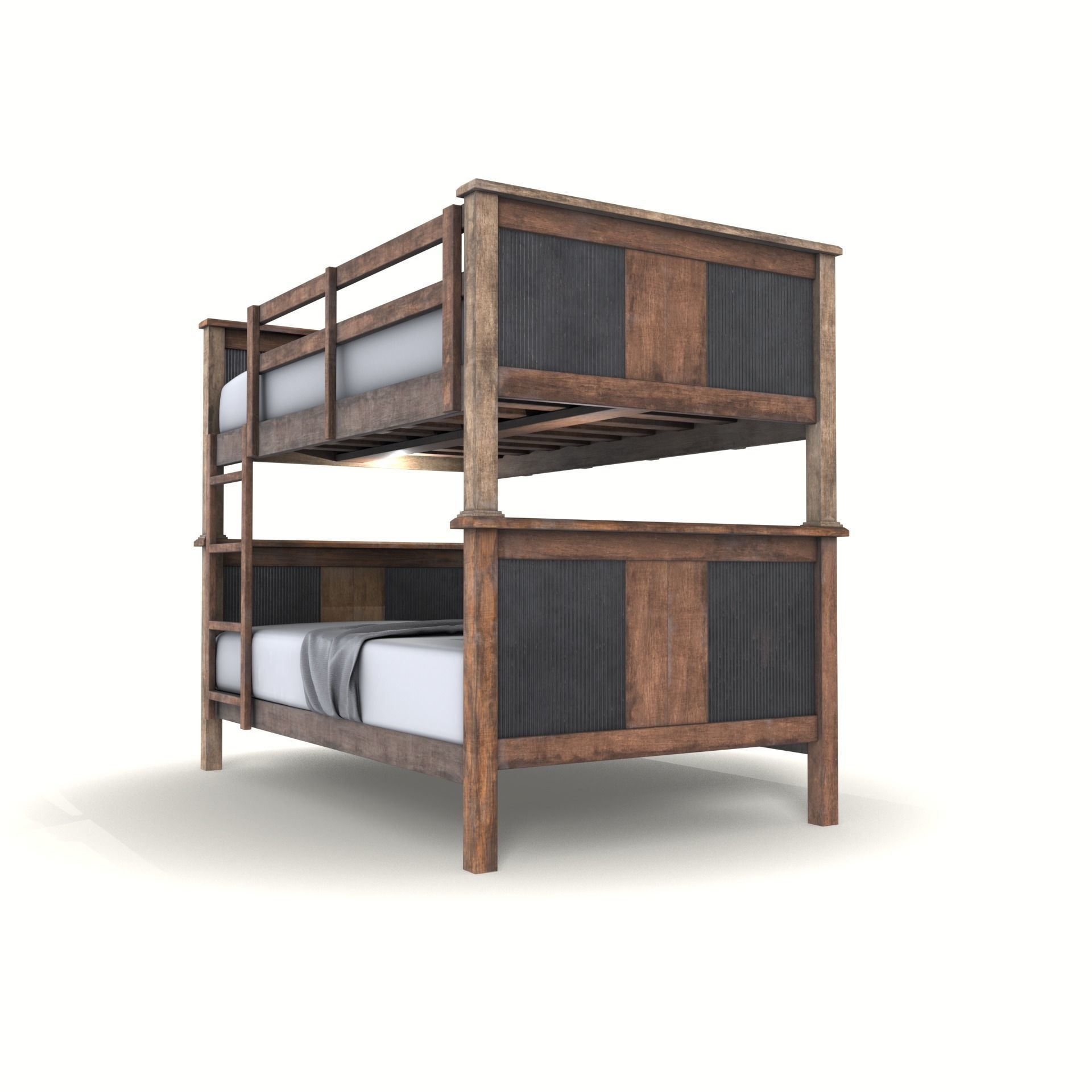 cgt bunk bed rustic wood Low-poly 3D model_2