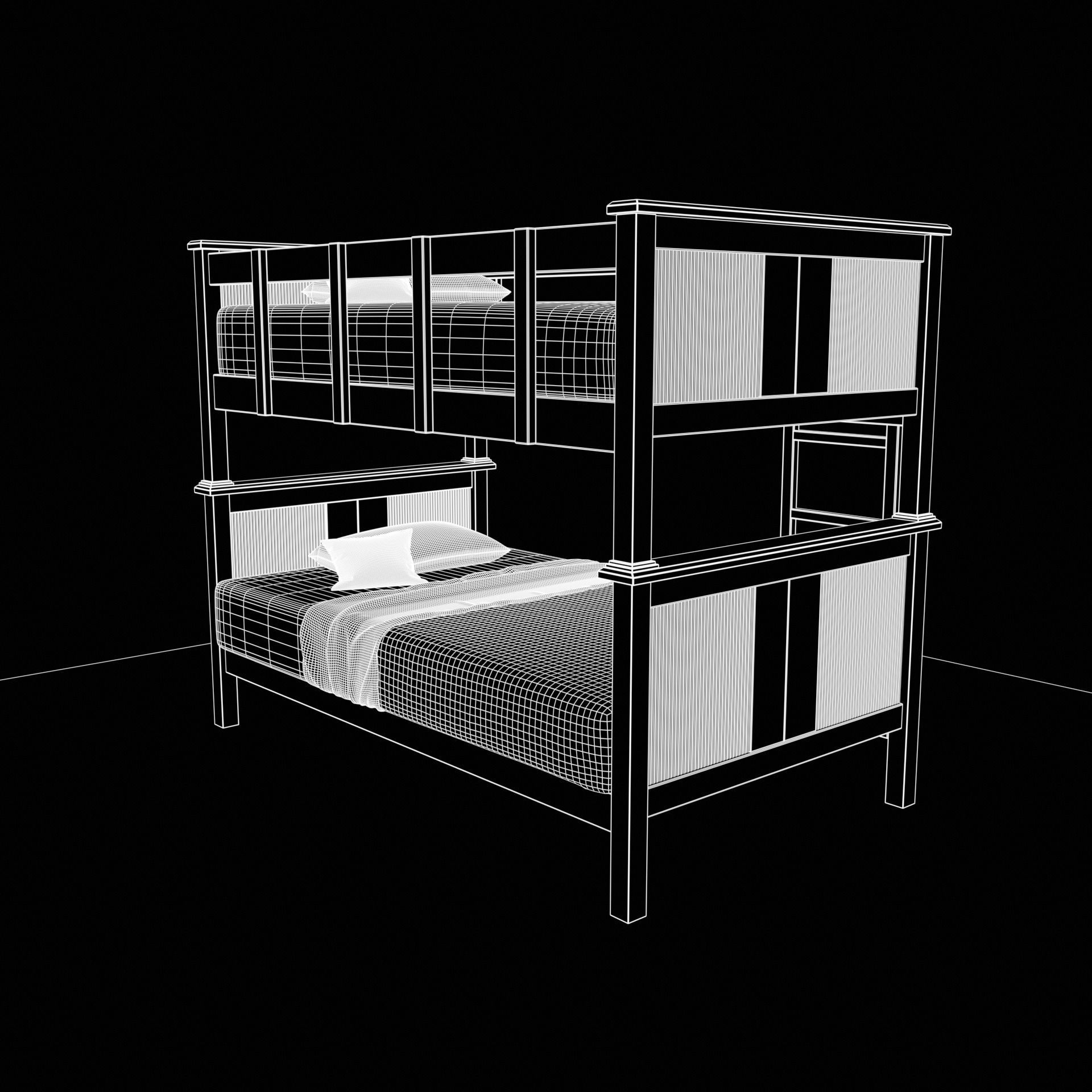 cgt bunk bed rustic wood Low-poly 3D model_16