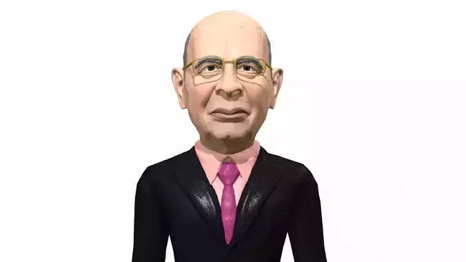 Klaus Schwab 3D caricature Low-poly 3D model