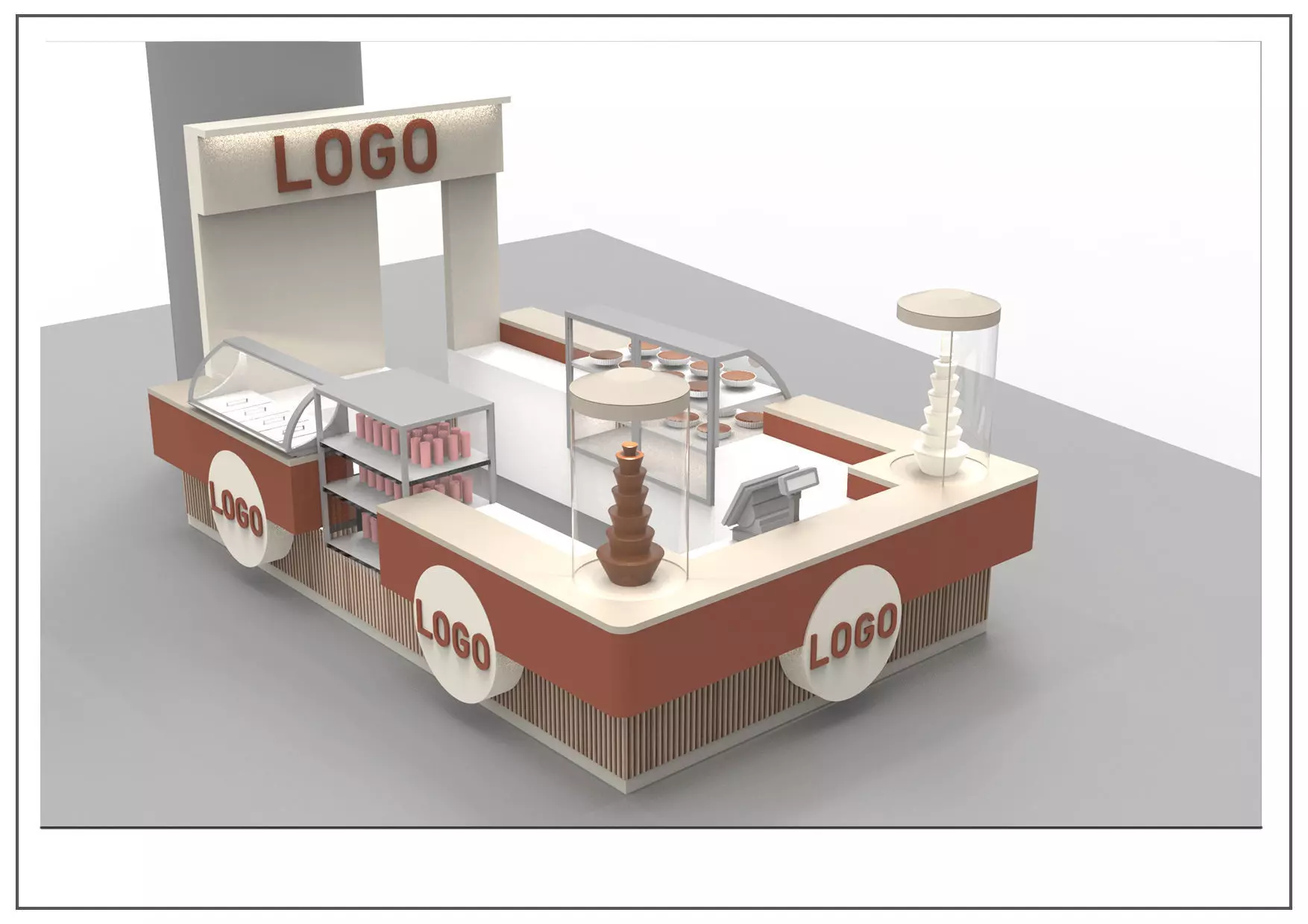 Kiosk Chocolate Bar Booth 3D model_0