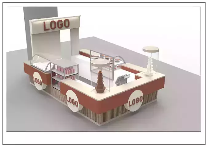 Kiosk Chocolate Bar Booth 3D model