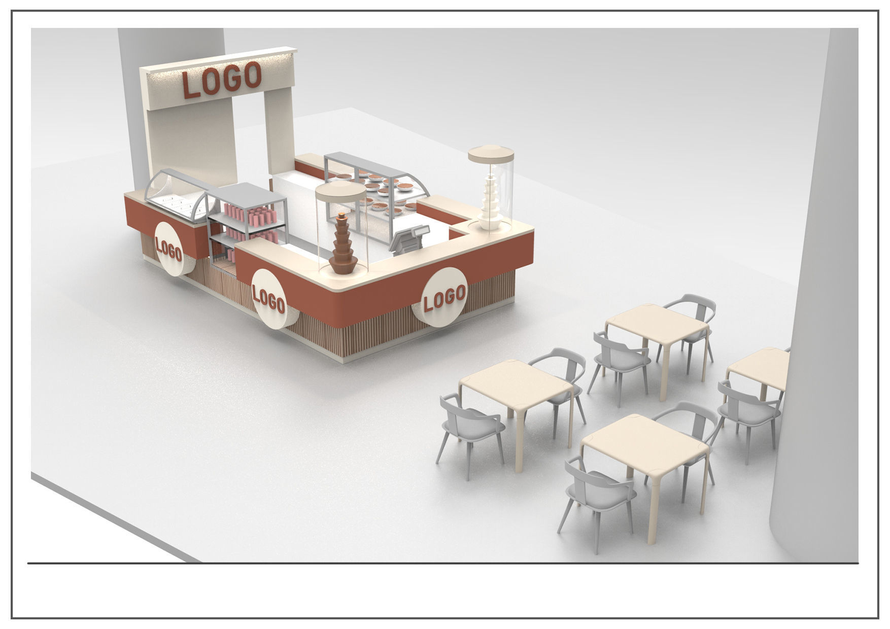 Kiosk Chocolate Bar Booth 3D model_1