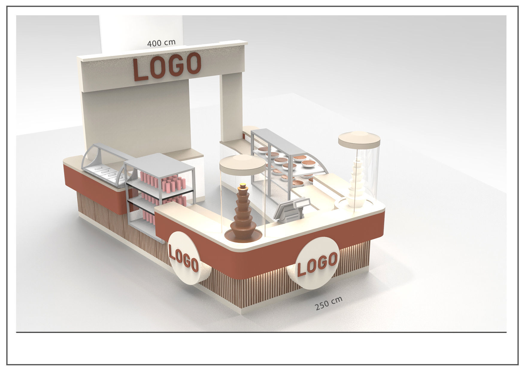 Kiosk Chocolate Bar Booth 3D model_2