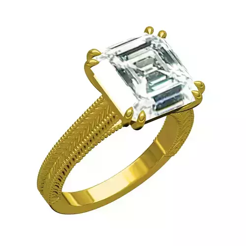 Single Stone Cathedral Art Deco Ring