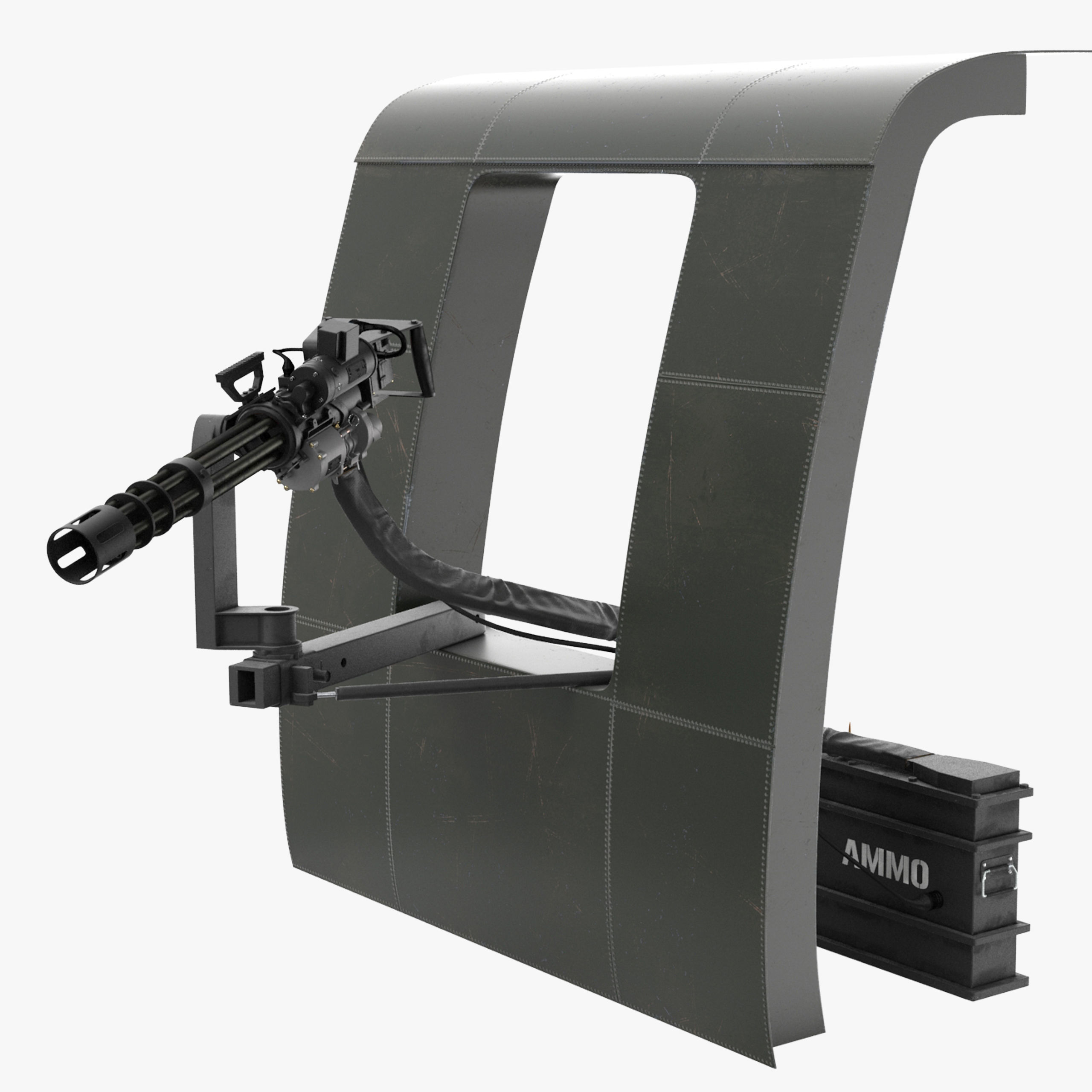 M134 Helicopter Mount System Clean Low-poly 3D model_32