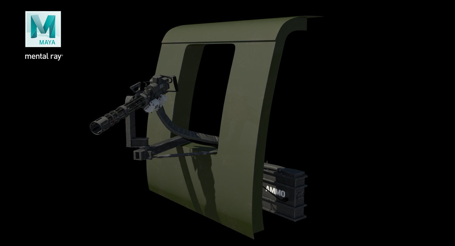 M134 Helicopter Mount System Clean Low-poly 3D model_3