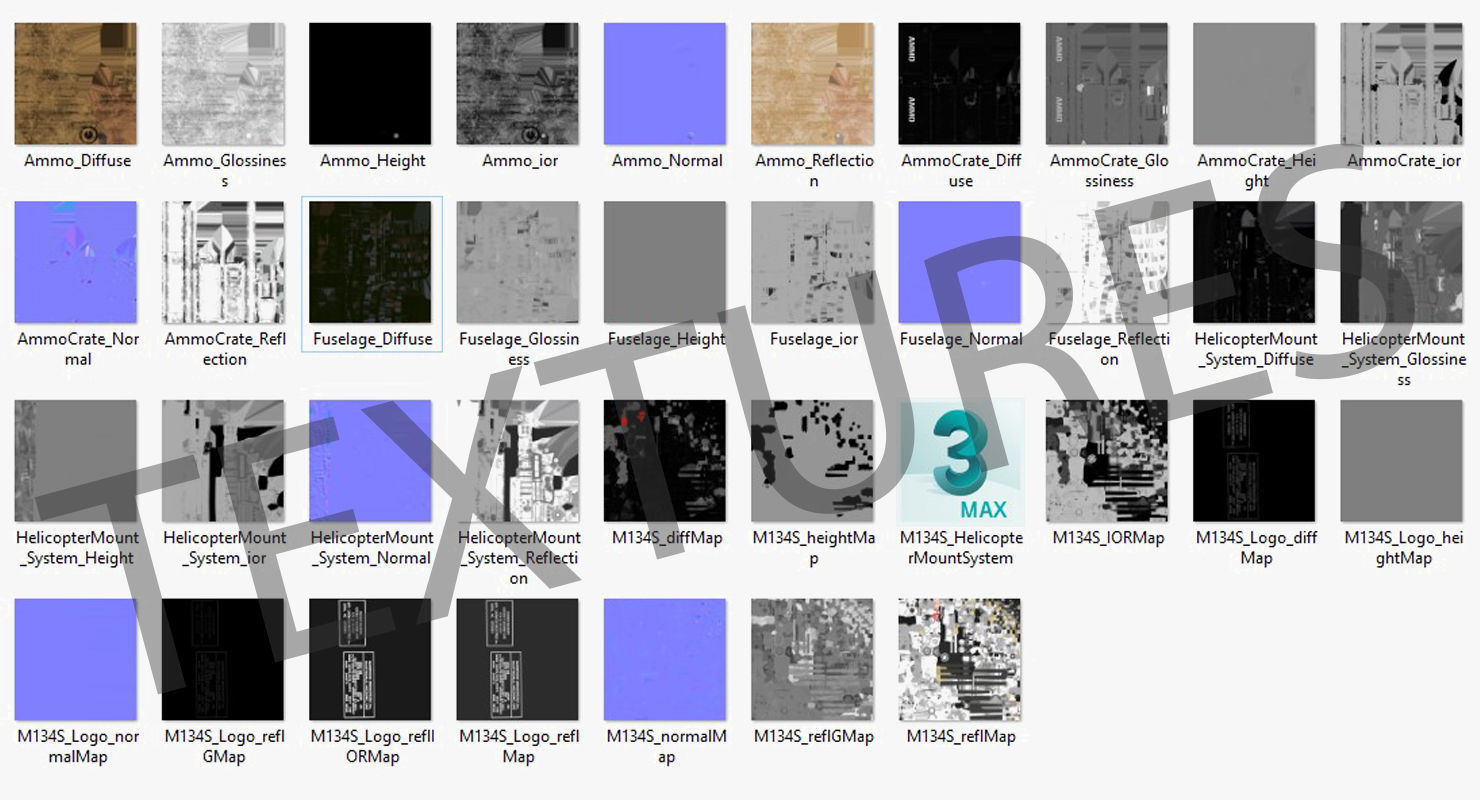 M134 Helicopter Mount System Clean Low-poly 3D model_36