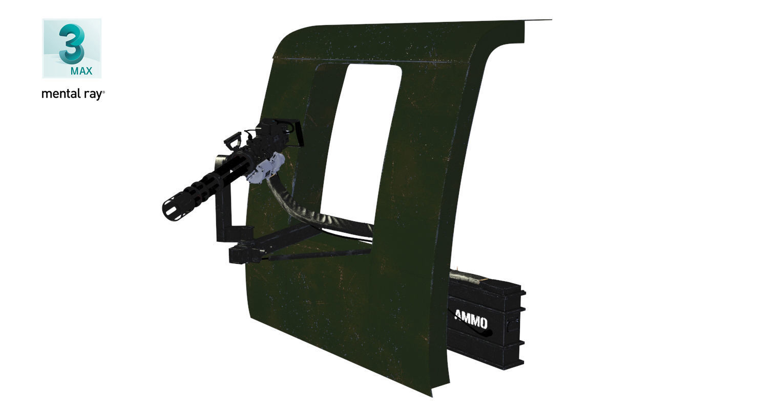 M134 Helicopter Mount System Clean Low-poly 3D model_4