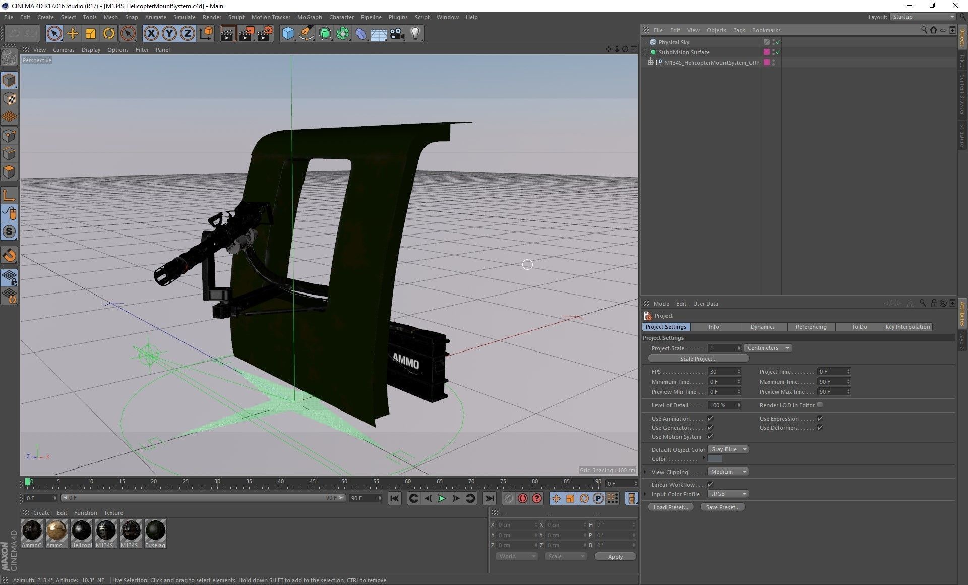 M134 Helicopter Mount System Clean Low-poly 3D model_34