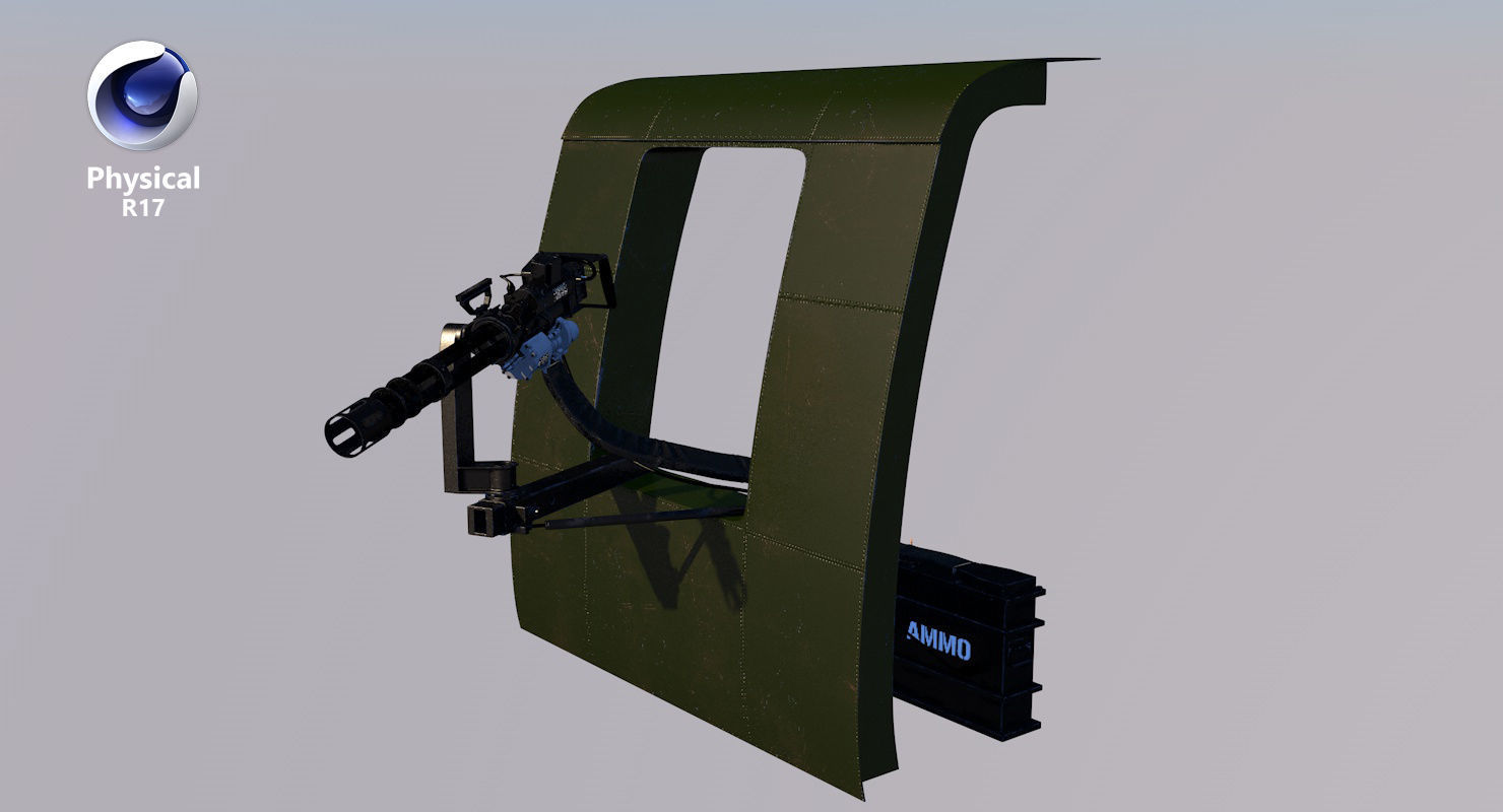 M134 Helicopter Mount System Clean Low-poly 3D model_2