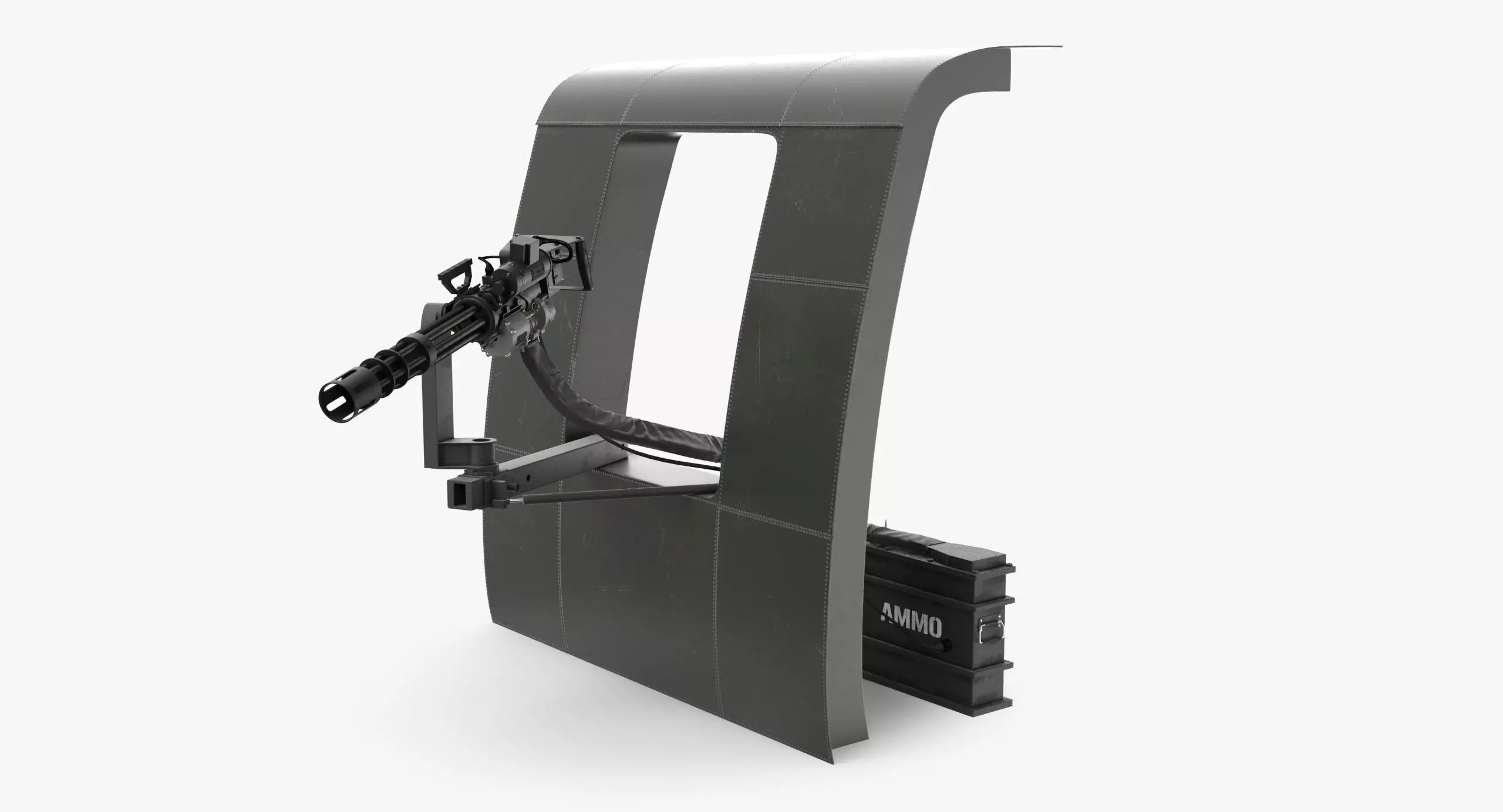 M134 Helicopter Mount System Clean Low-poly 3D model_0