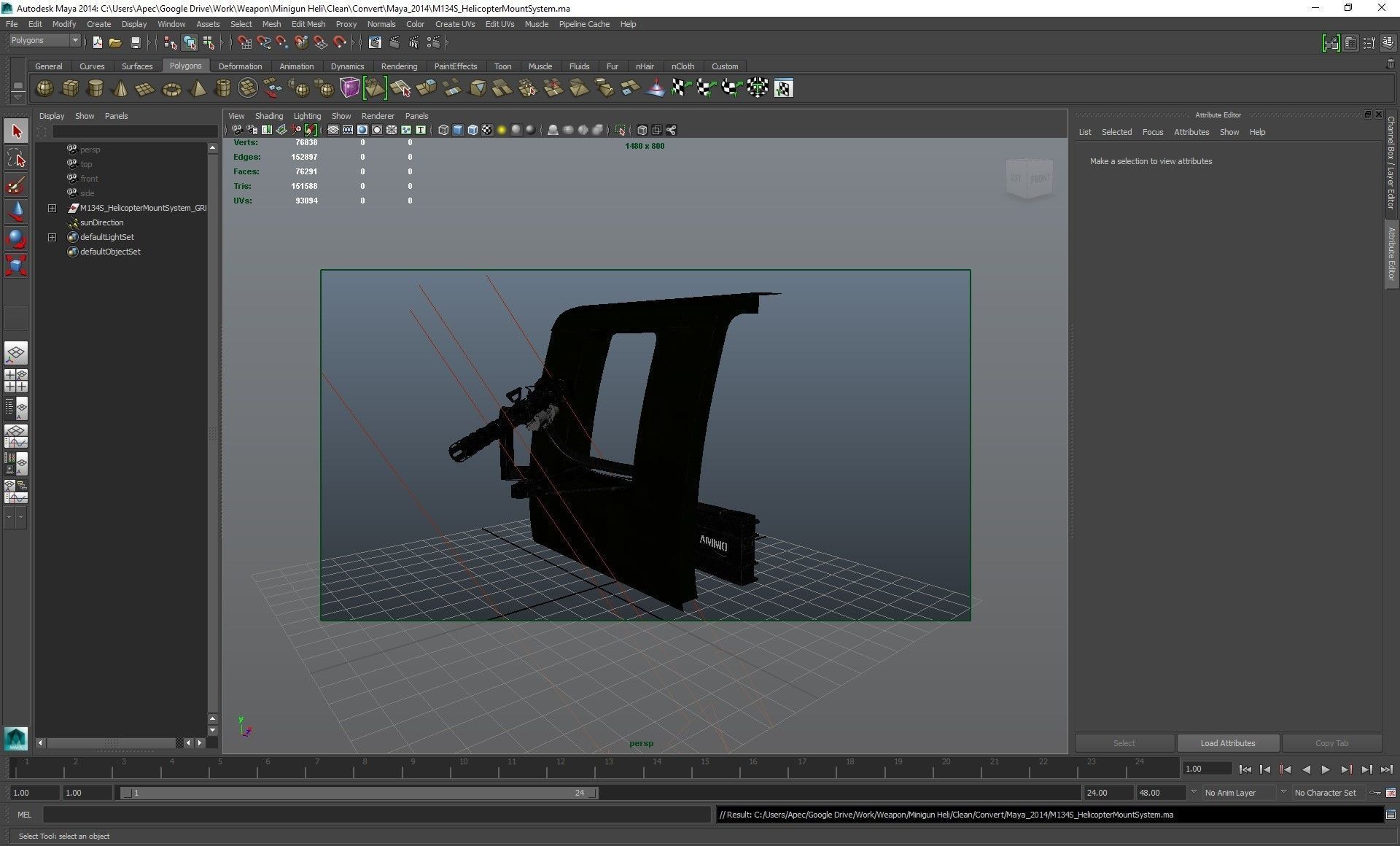 M134 Helicopter Mount System Clean Low-poly 3D model_35