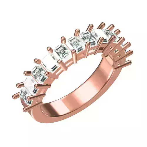 Emerald Cut Stone Half Eternity Ring