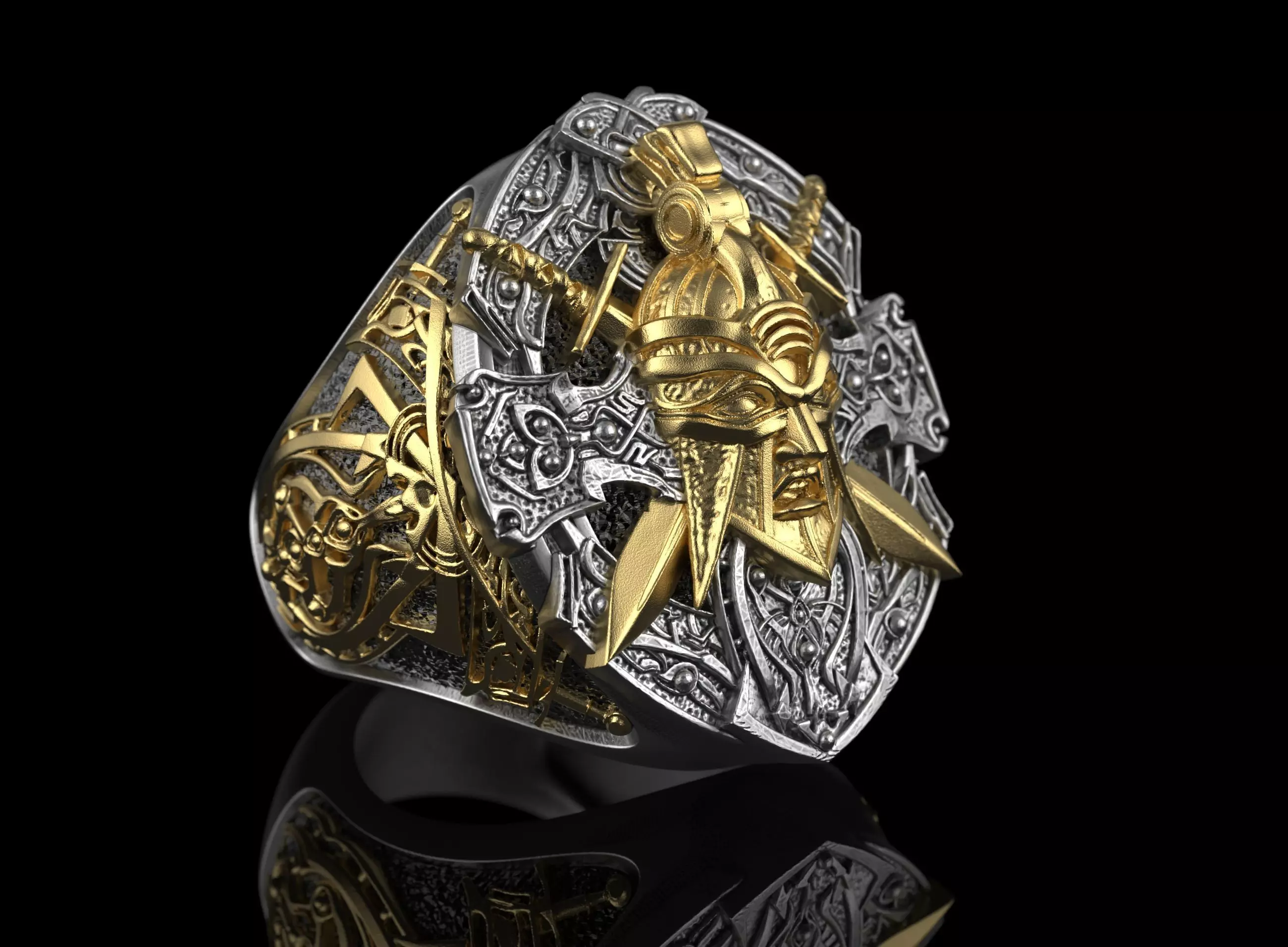 Jewelry Signed Ring with Roman legionnaire Warrior 0325 7-13US 3D print model