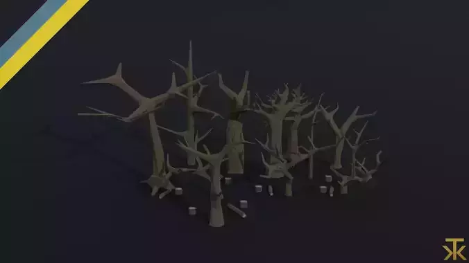 Cartoon dead trees Polygonal Style