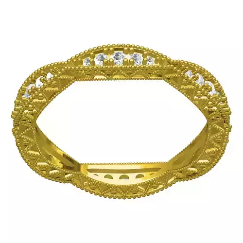 Round Diamond Criss-Cross Wedding Band