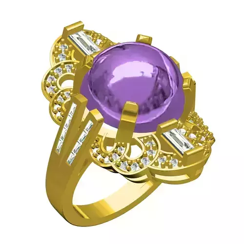 Antique Cabochon Stone Art Deco Engagement Ring