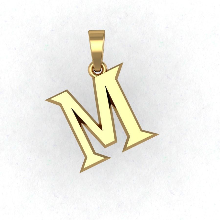 M letter pendant 3D print model_1