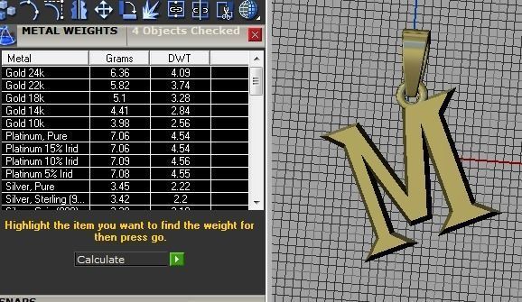 M letter pendant 3D print model_5