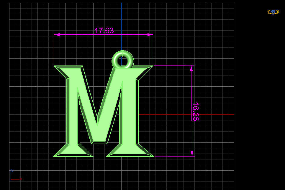M letter pendant 3D print model_4