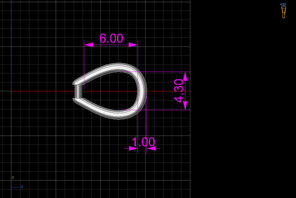 M letter pendant 3D print model_7