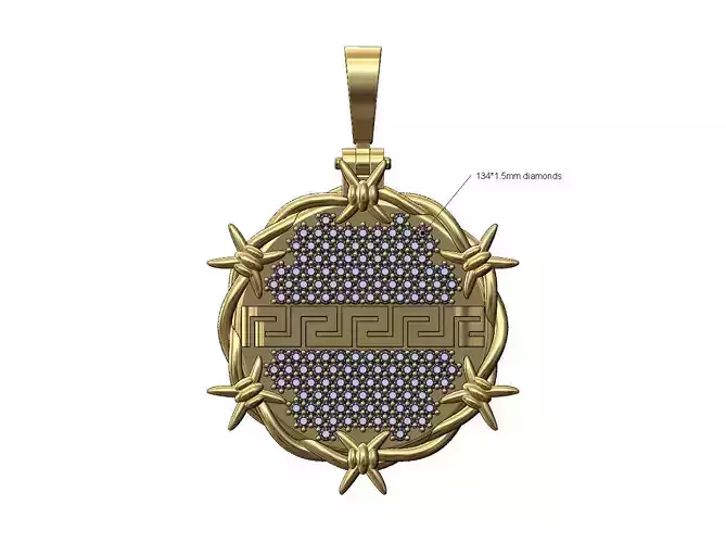 Greek key diamond barbwire thornes pendant  3D print model