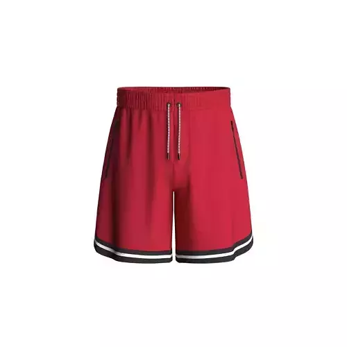 Mens Red Basketball Mesh Shorts With Rib-knit