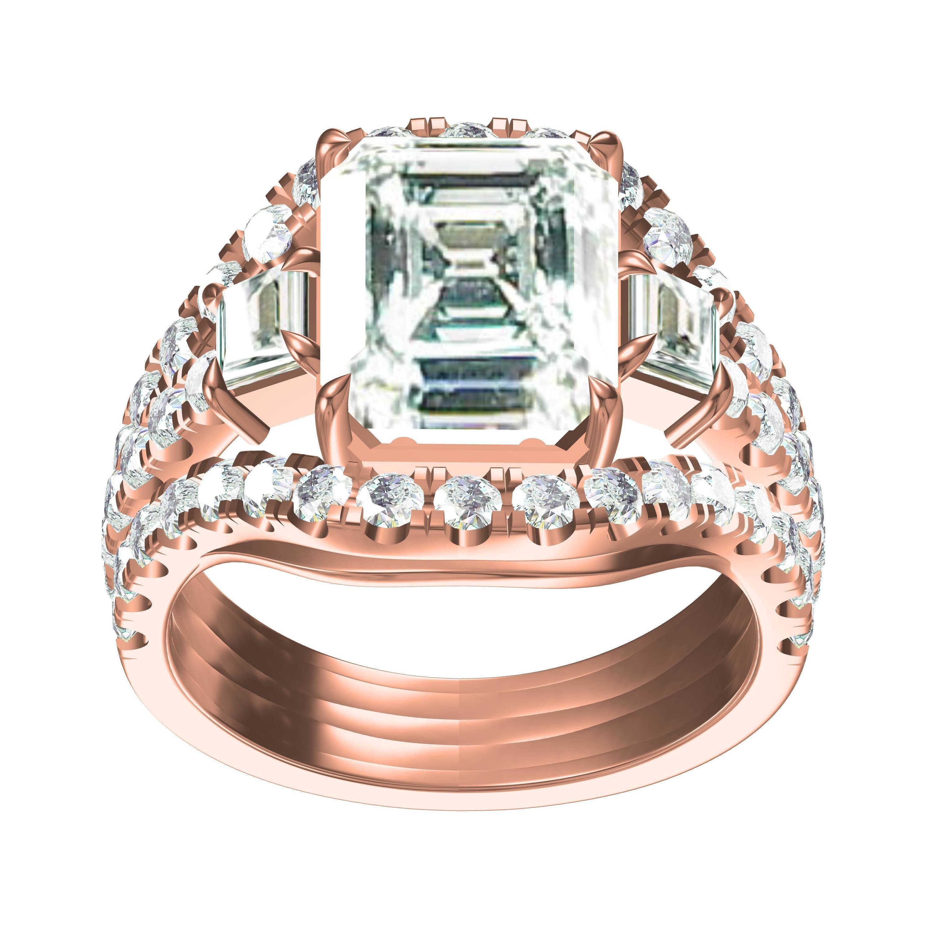 Three Stone Micro Prong Setting Ring for Men 3D print model_7