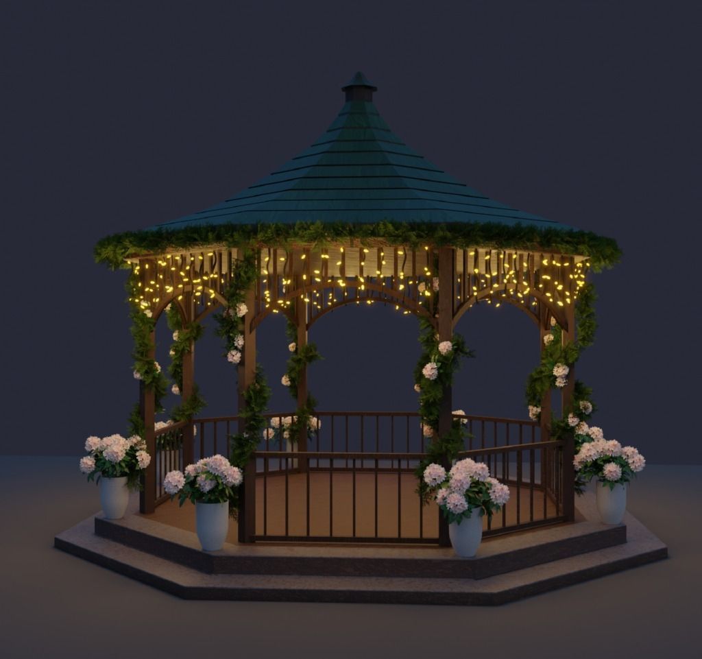 Decorated gazebo 3D model_1