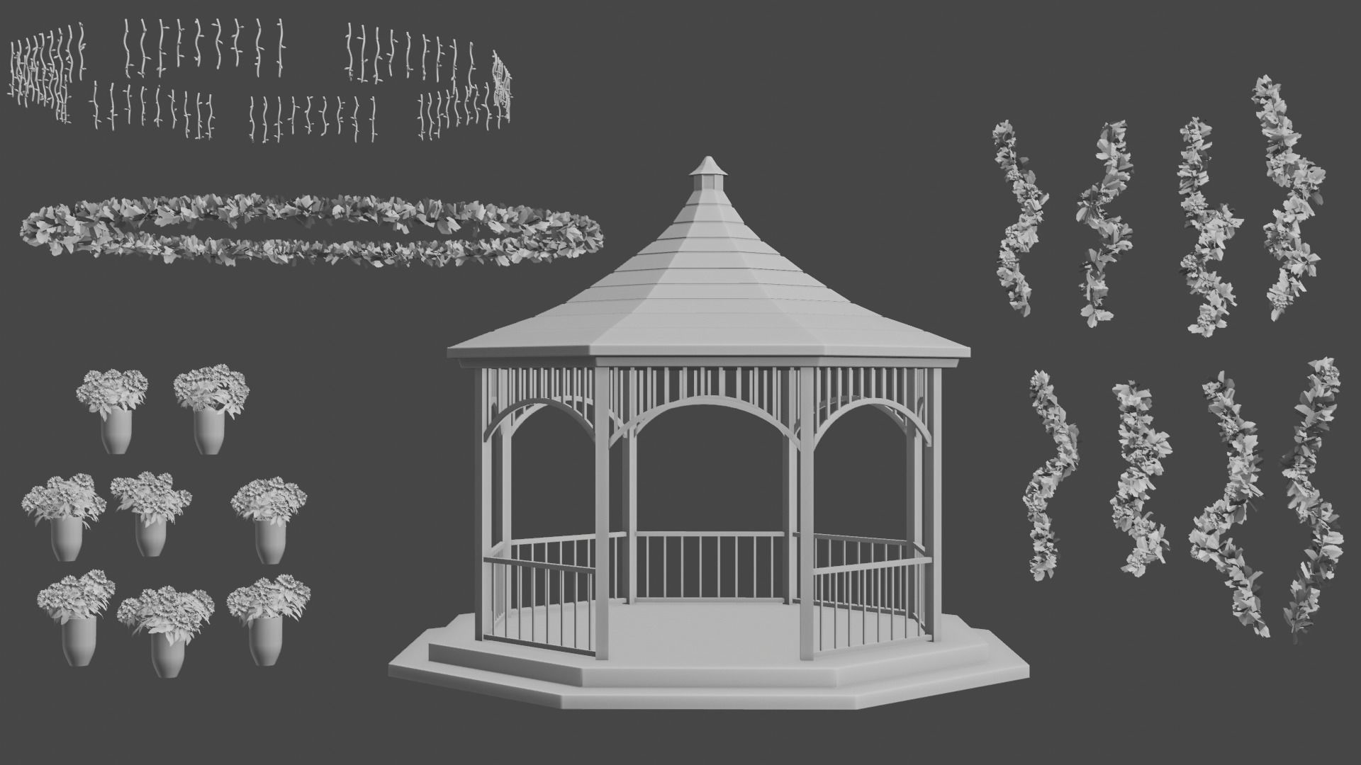 Decorated gazebo 3D model_5