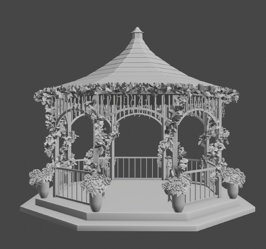 Decorated gazebo 3D model_3