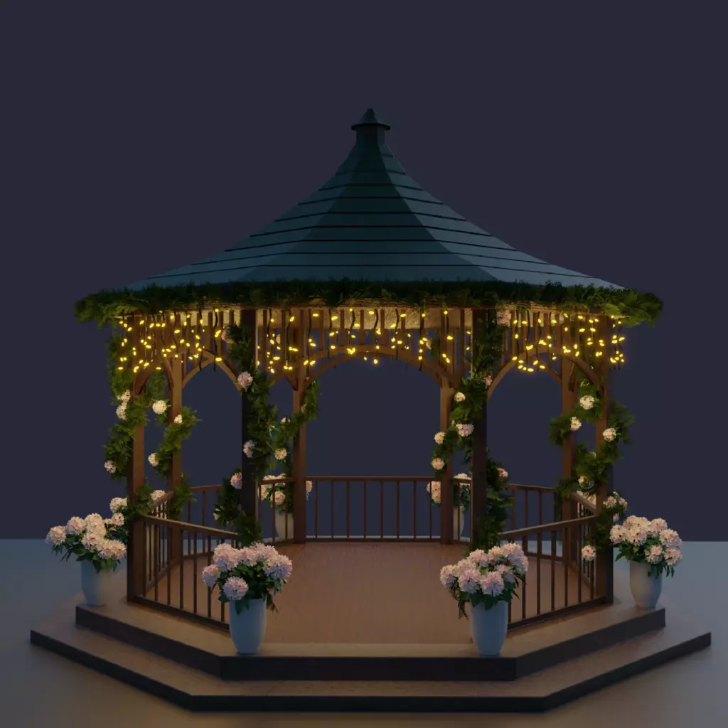 Decorated gazebo 3D model_0