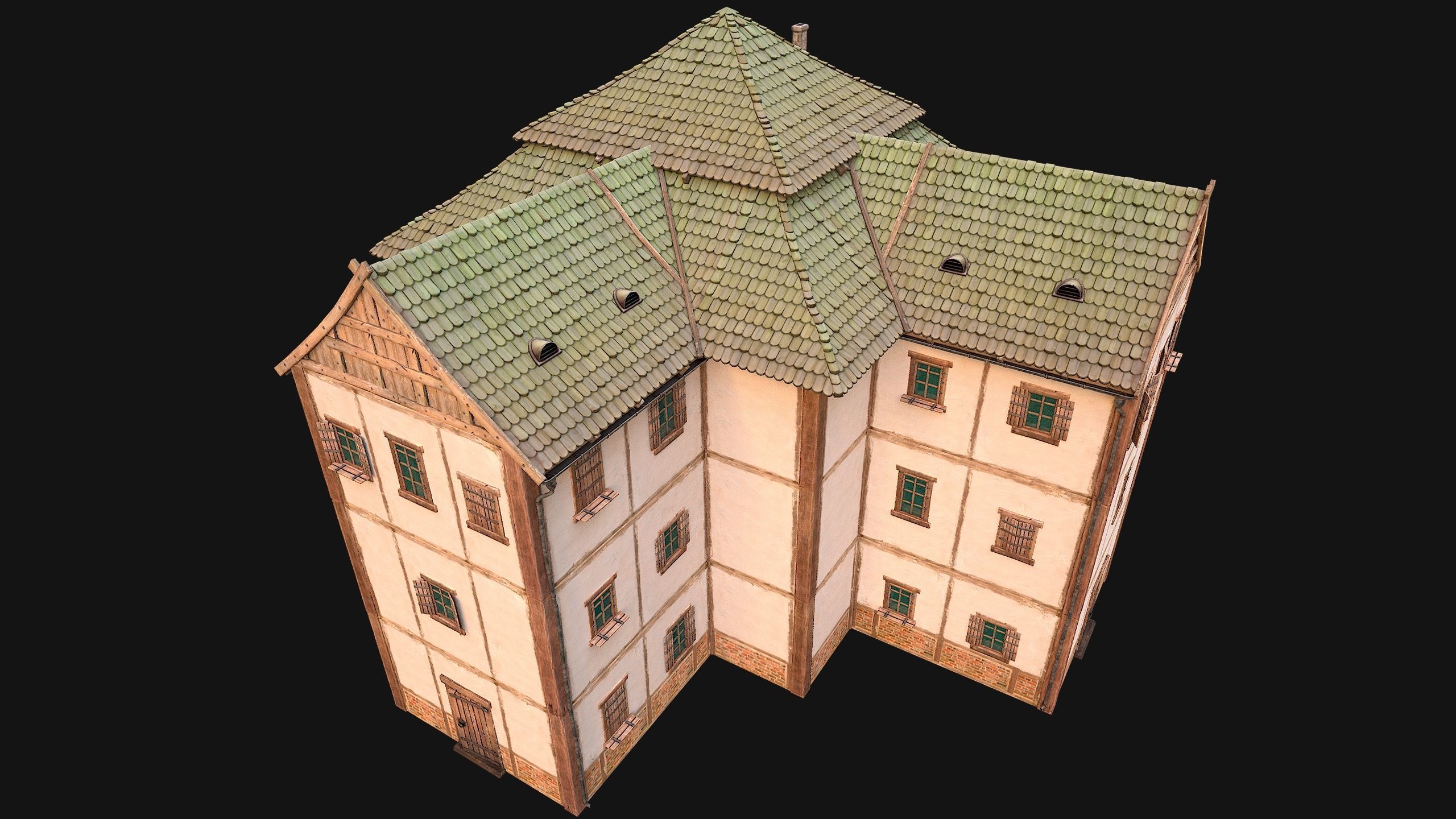 Medieval Town Building Pack 5 Models Low-poly 3D model_35