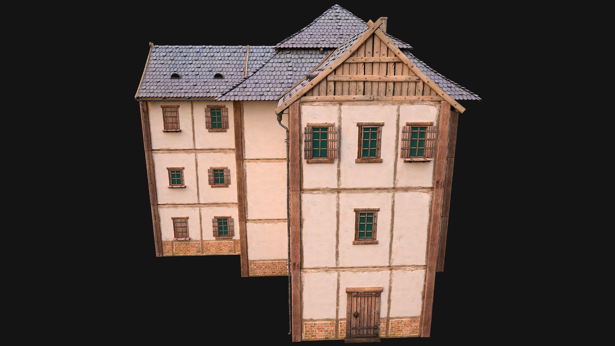 Medieval Town Building Pack 5 Models Low-poly 3D model_36