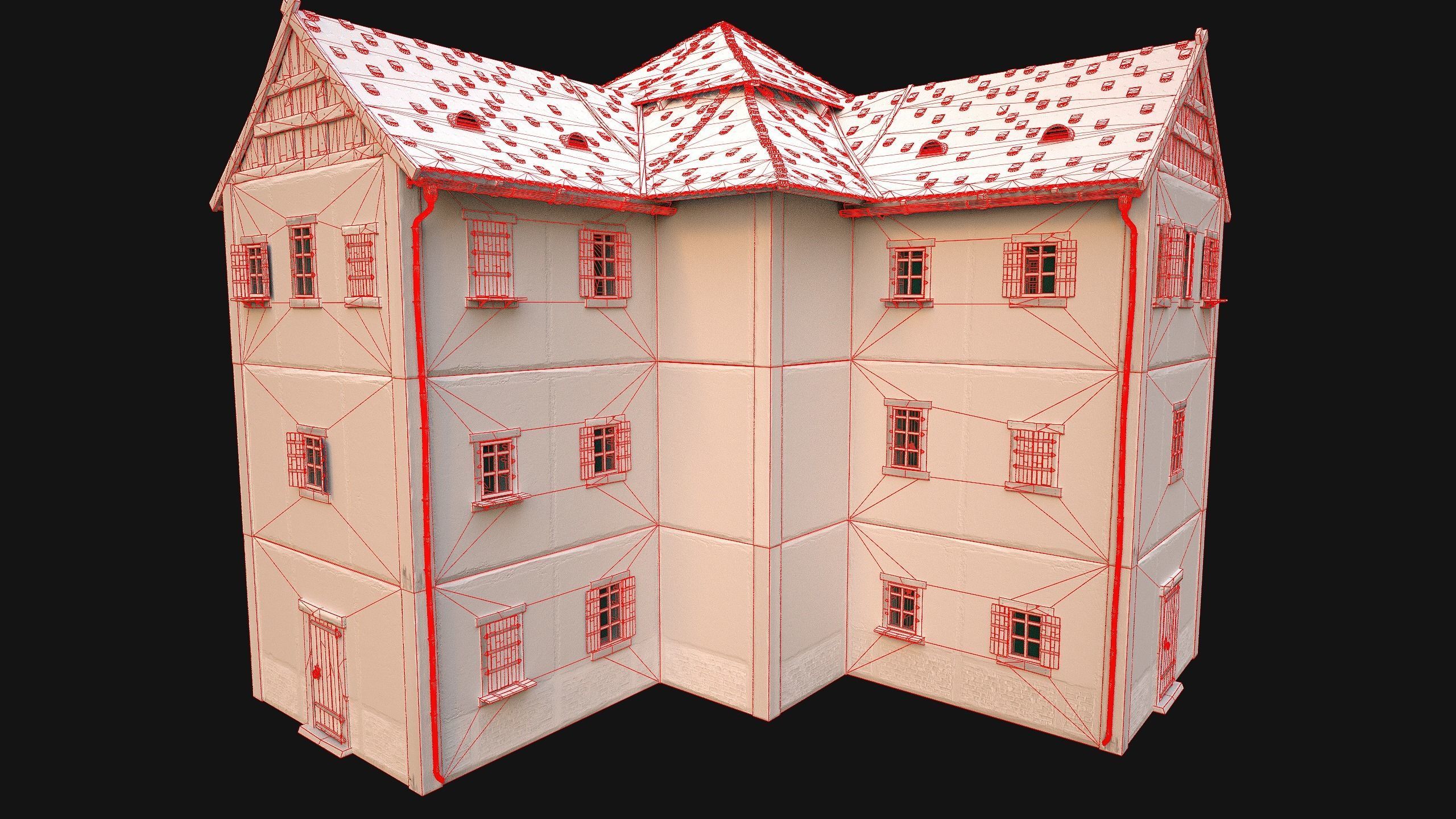 Medieval Town Building Pack 5 Models Low-poly 3D model_54