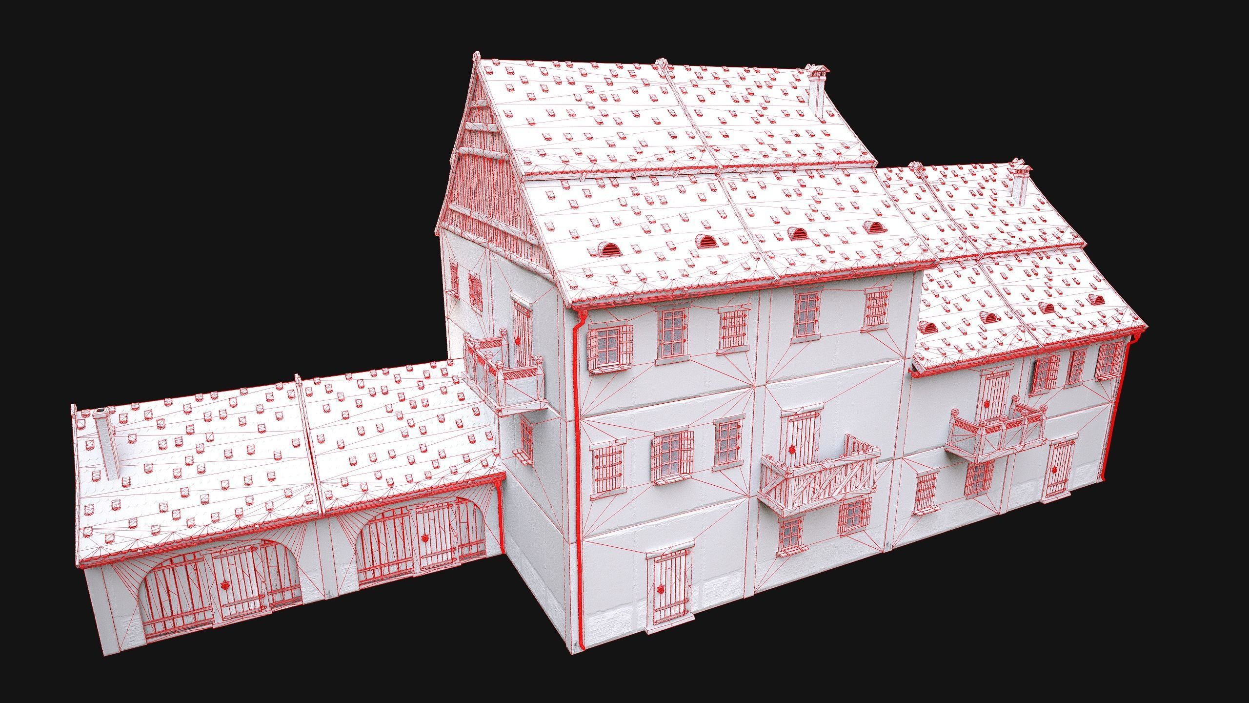 Medieval Town Building Pack 5 Models Low-poly 3D model_56