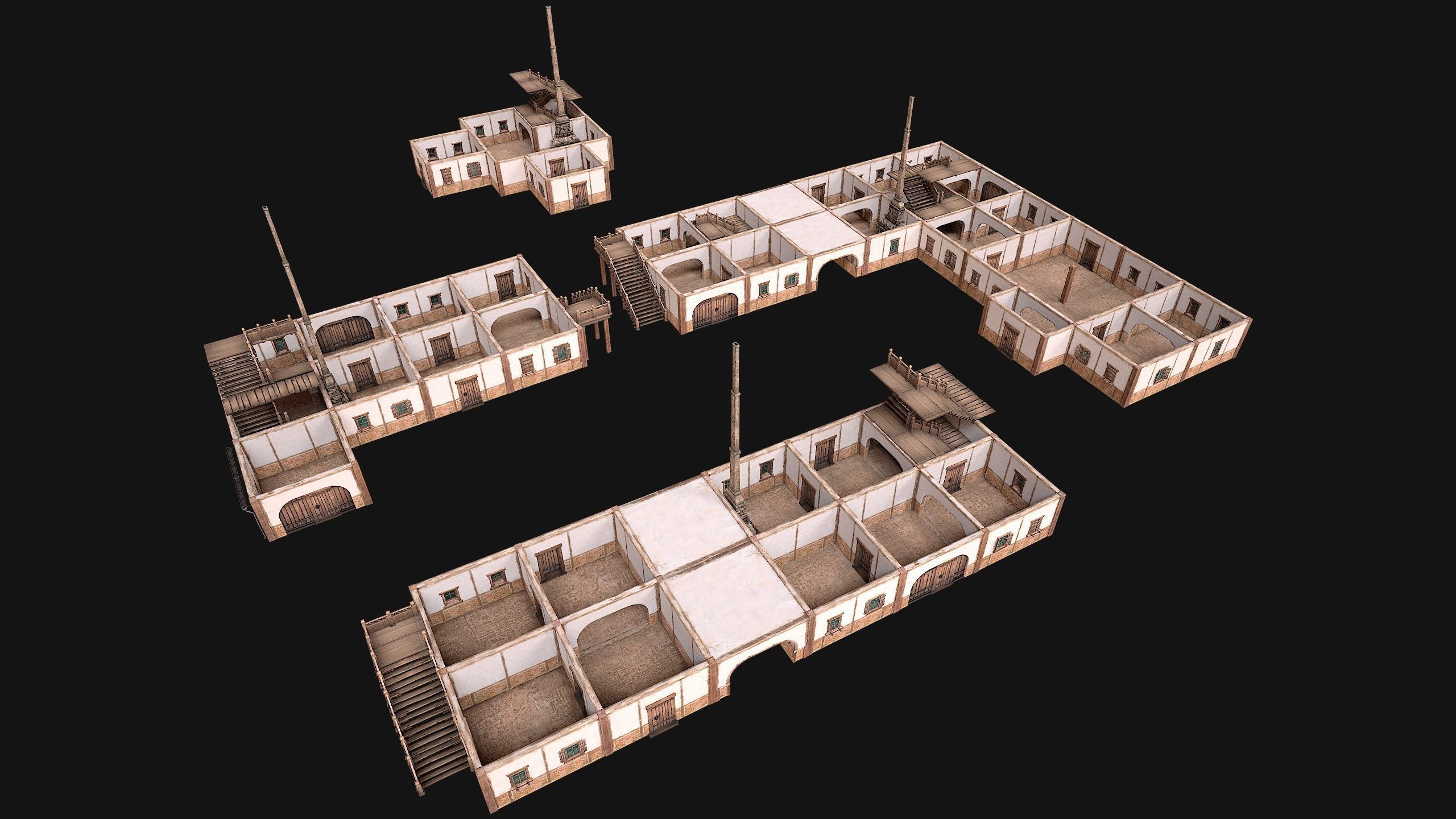 Medieval Town Building Pack 5 Models Low-poly 3D model_26