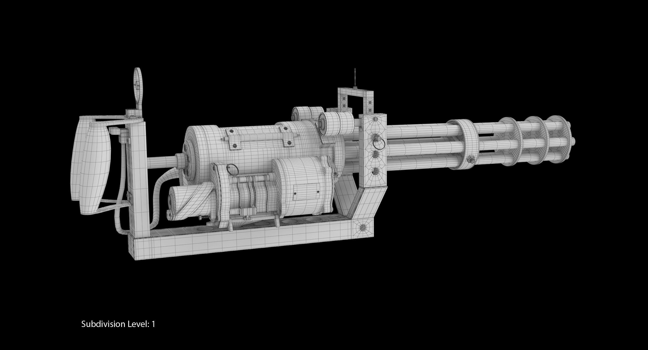 M134 Minigun With Mounting Bracket Clean Low-poly 3D model_6