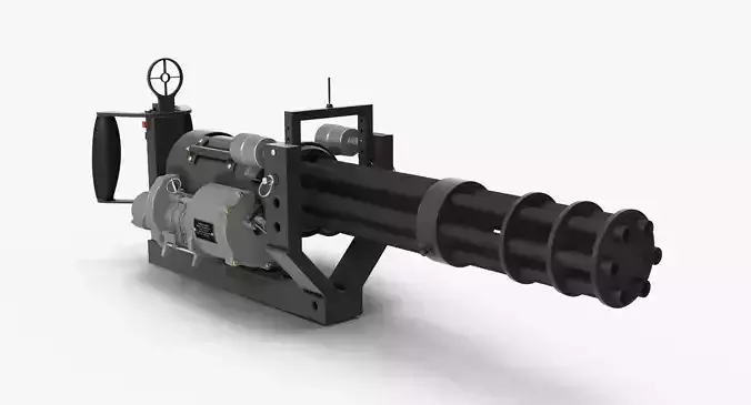 M134 Minigun With Mounting Bracket Clean Low-poly 3D model