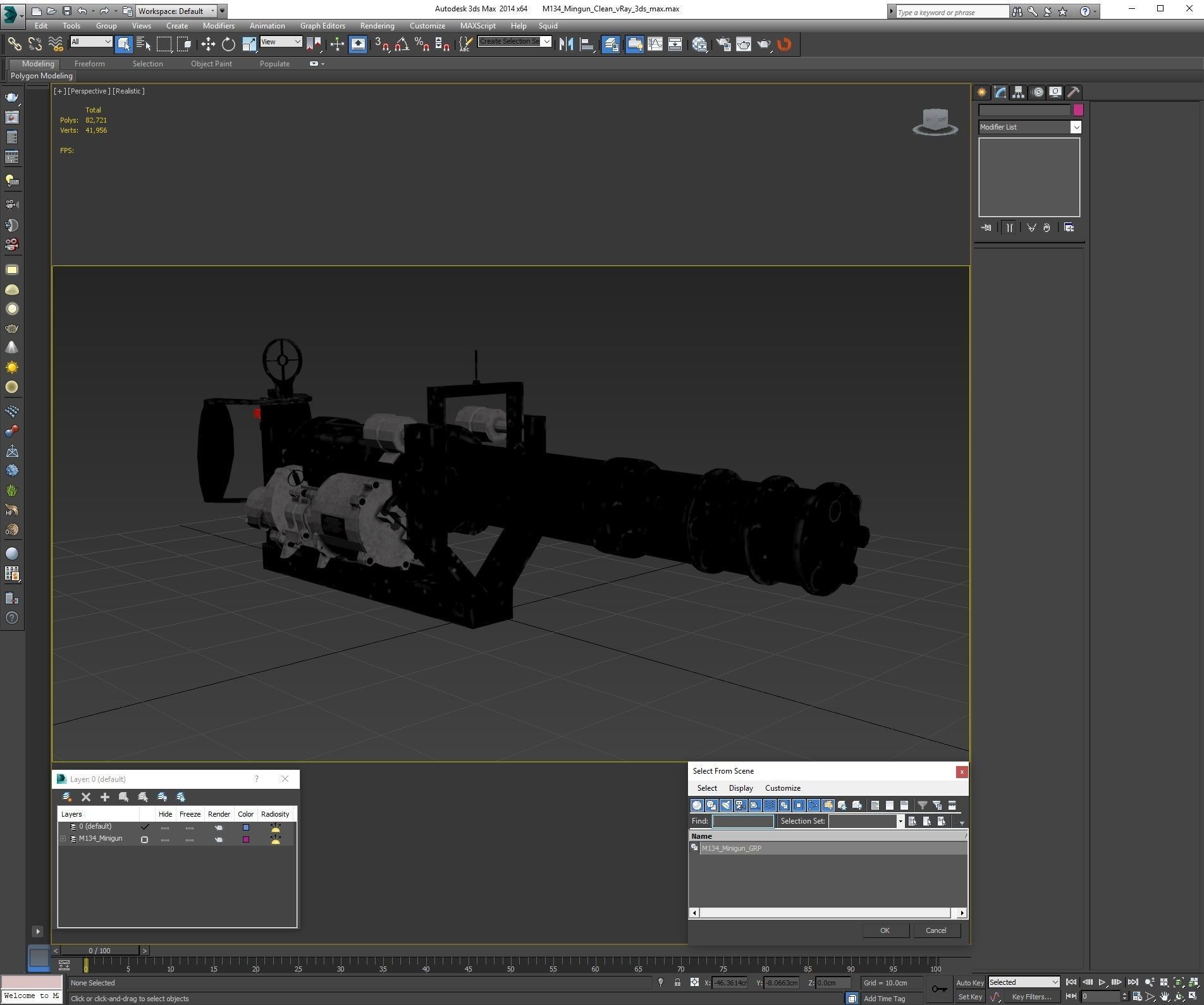 M134 Minigun With Mounting Bracket Clean Low-poly 3D model_23