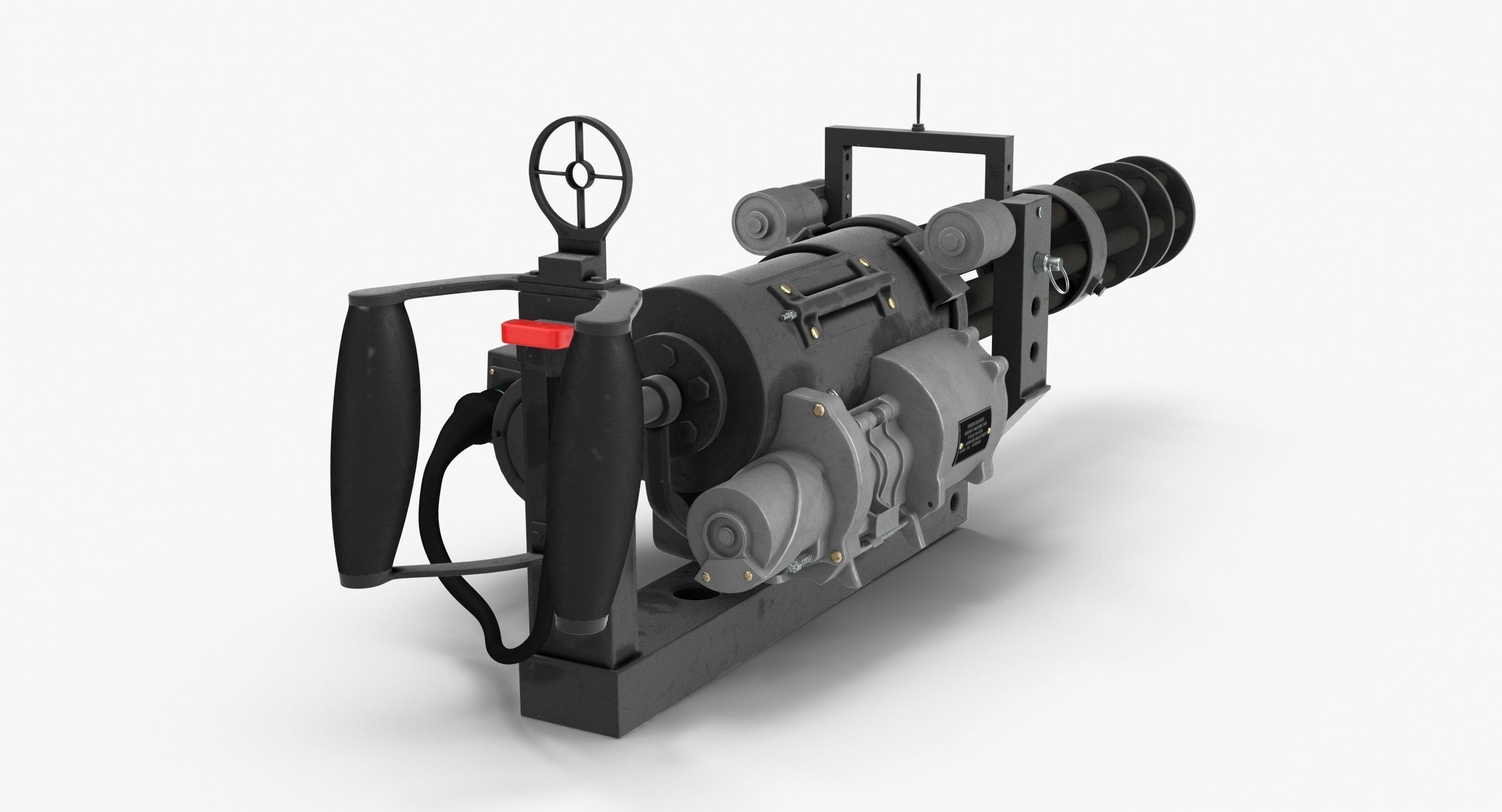M134 Minigun With Mounting Bracket Clean Low-poly 3D model_7