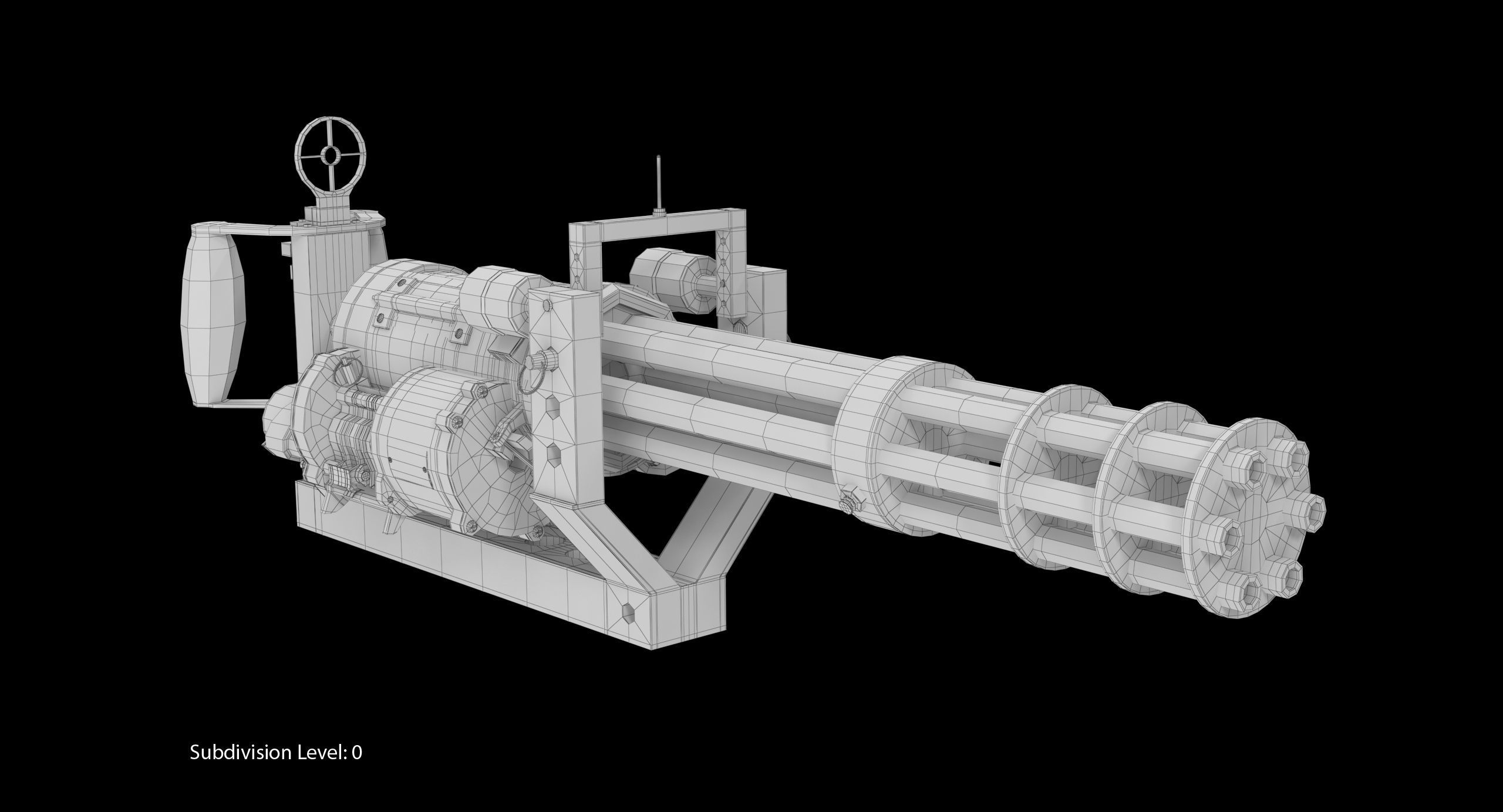 M134 Minigun With Mounting Bracket Clean Low-poly 3D model_2