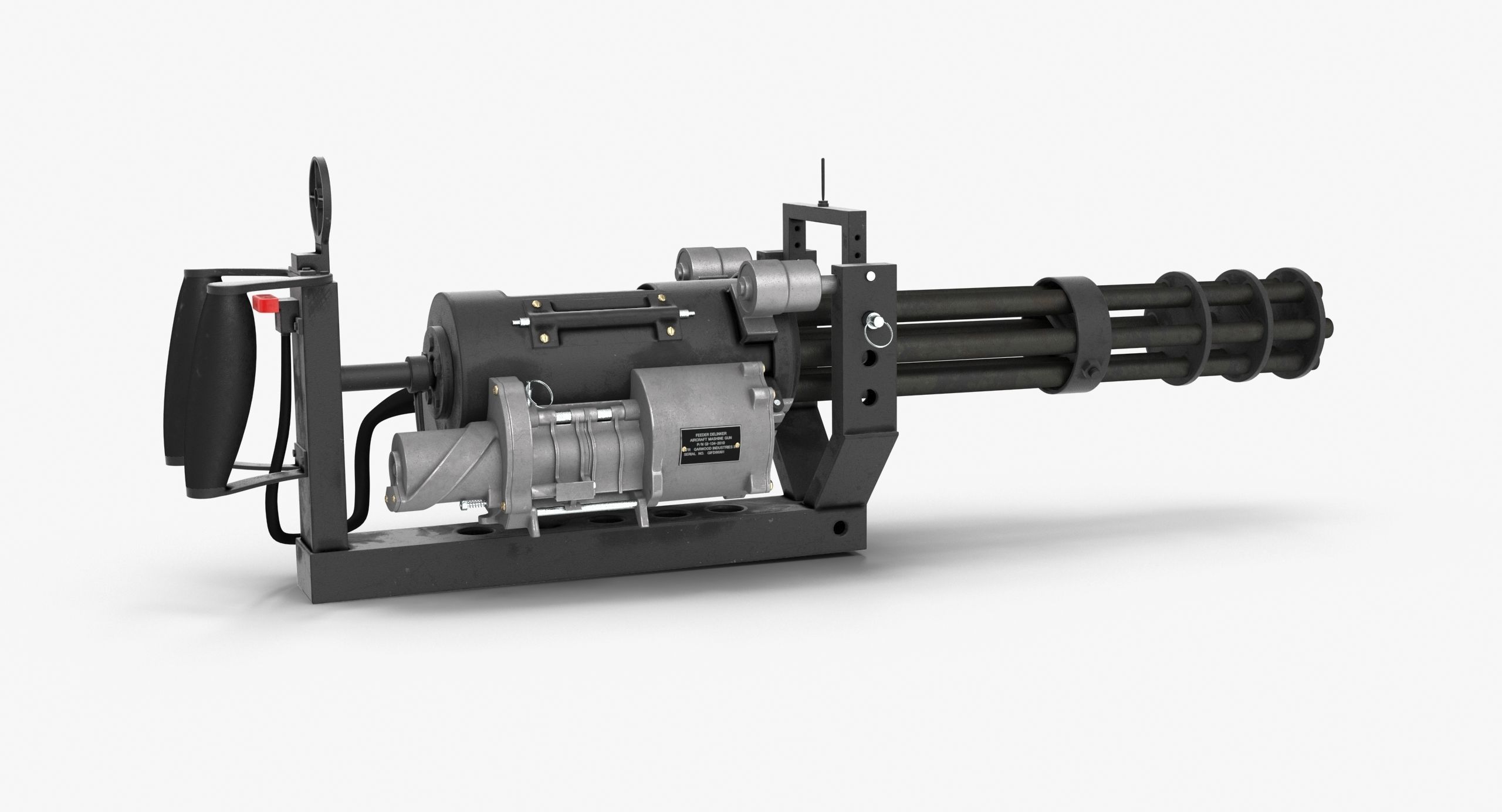 M134 Minigun With Mounting Bracket Clean Low-poly 3D model_4