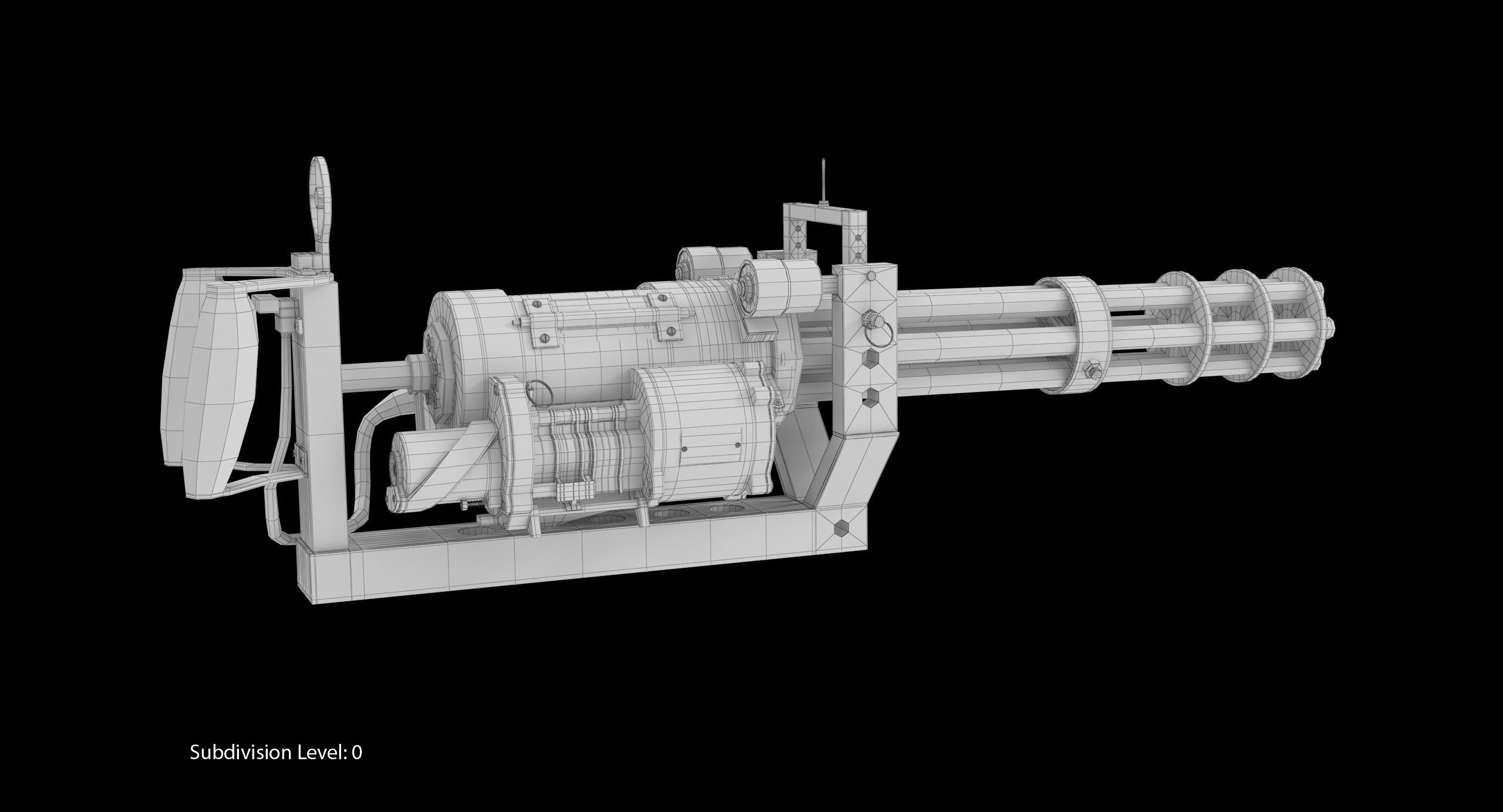M134 Minigun With Mounting Bracket Clean Low-poly 3D model_5