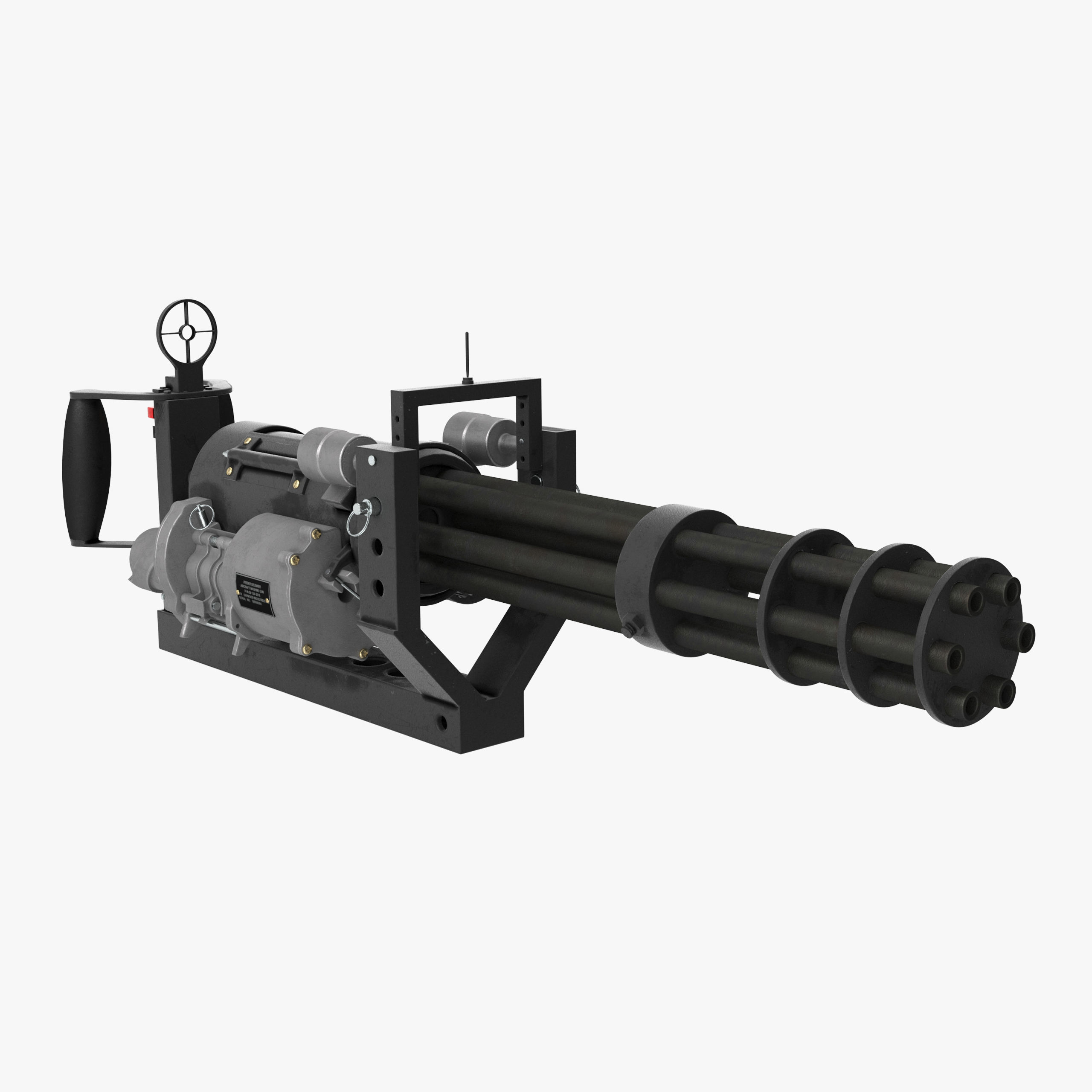 M134 Minigun With Mounting Bracket Clean Low-poly 3D model_22