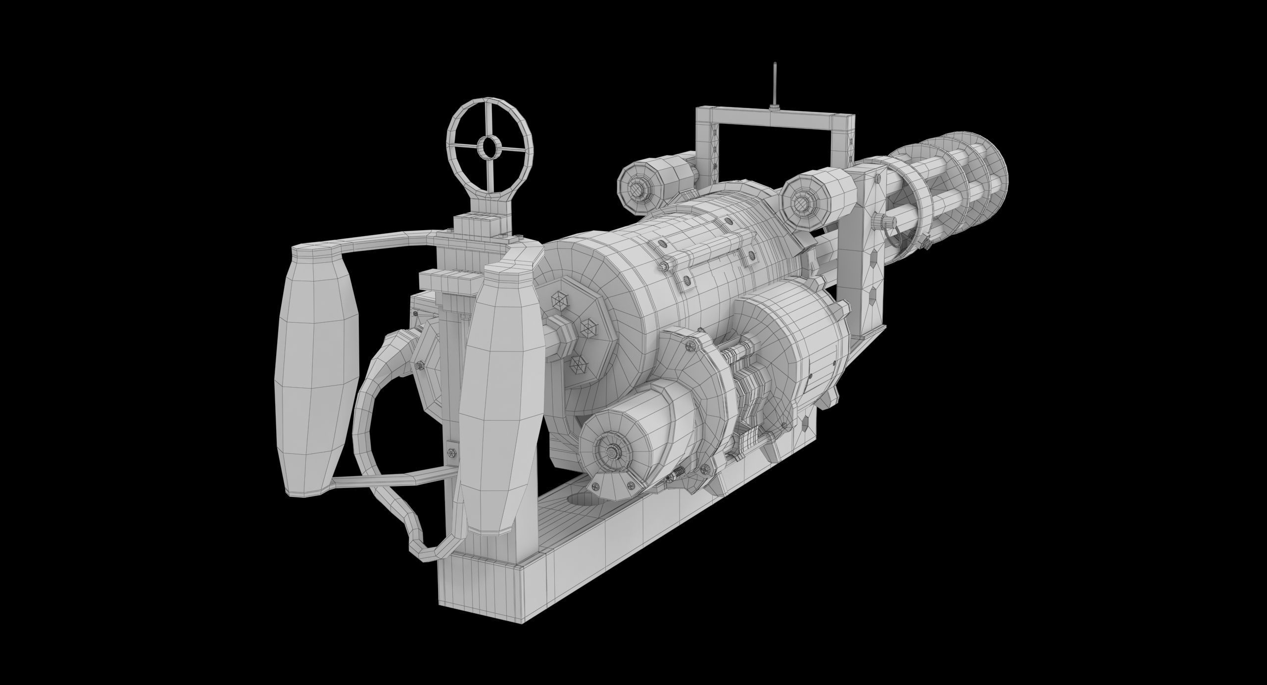 M134 Minigun With Mounting Bracket Dirt Low-poly 3D model_8